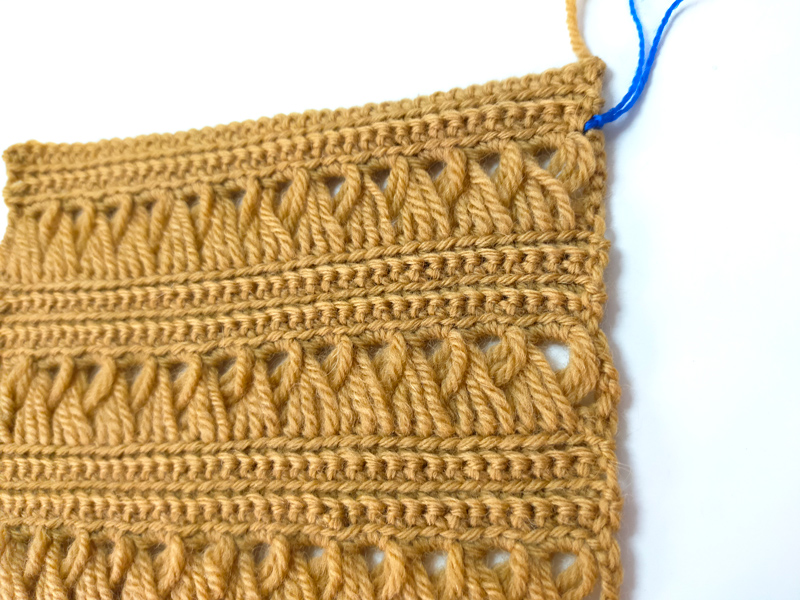リング編み模様の編み地の画像
